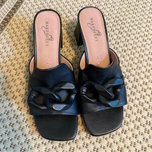 Naked Feet Black Chain Detail Mules